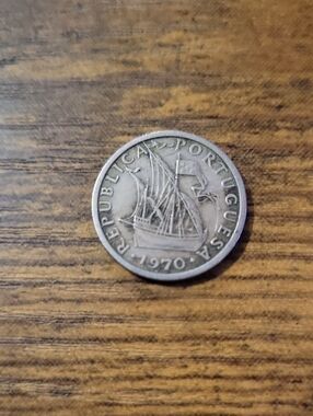 Vintage 1970 Portuguese Coin - Silver Tones